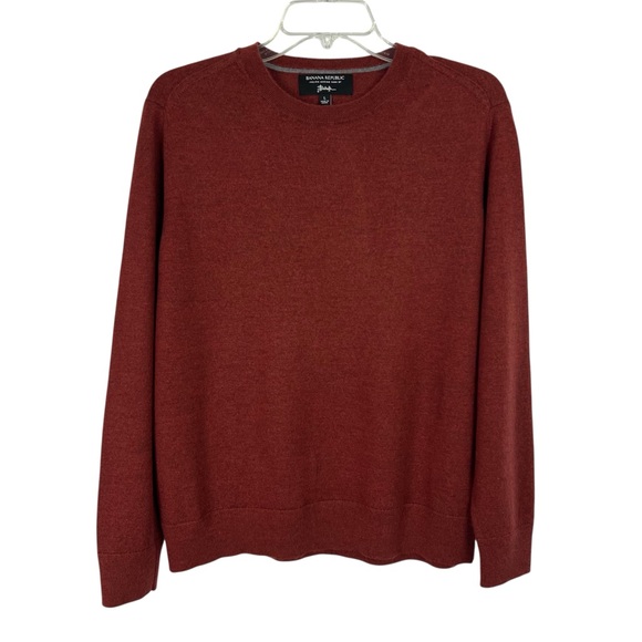 Banana Republic Men’s Crew Neck Sweater Sz Large Rust Color 100% Merino Wool - Picture 1 of 8